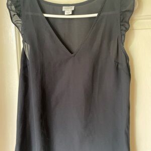 J. Crew Black Ruffled Blouse